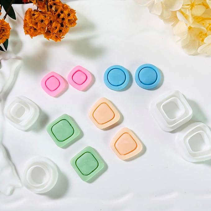 Polymer Clay Cutters Geometric Stud Earring Set – 4 Pairs Modern Clay Cutters for Polymer Clay Jewelry, Clay Tools and Molds for DIY Earrings