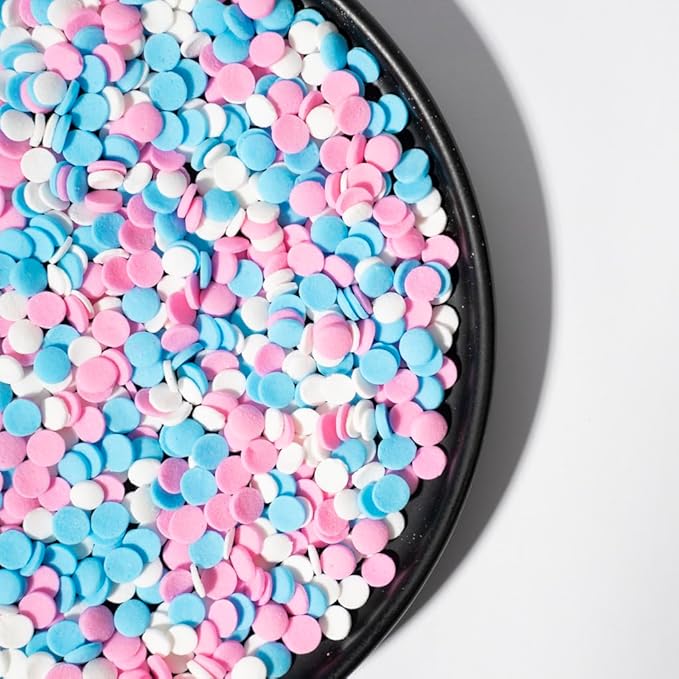 NIPEOR Christmas Rainbow Sprinkles Blue Pink White Confetti Sprinkles 3.53oz/100gEdible Sprinkle Topping Confetti Sprinkles, Round Cupcake Sprinkles for Cake Decorating, Candy Sprinkles and Ice Cream Toppings (Rainbow Confetti Blue Pink)