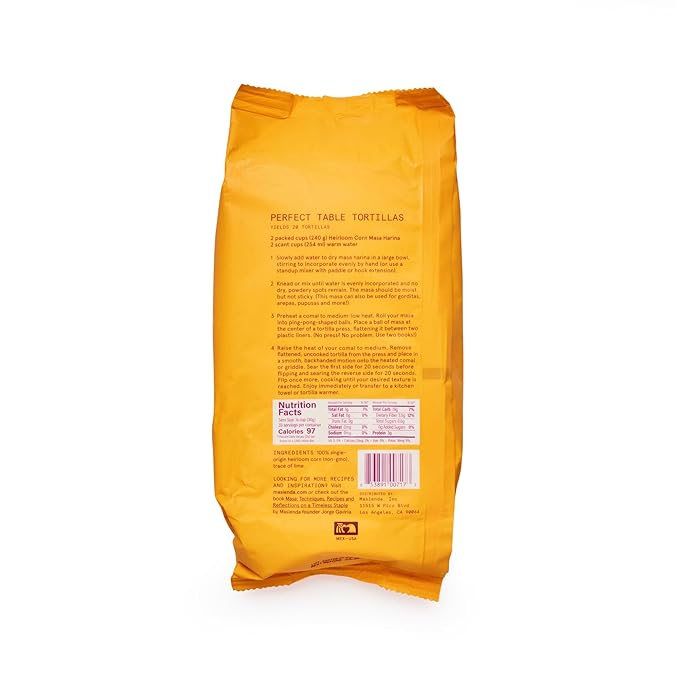 Masienda Heirloom Yellow Corn Masa Harina/Flour 2.2 LB (Pack of 2) - Nixtamalized Corn Flour Perfect for Corn Tortillas, Tamales, Tostadas, Pupusas, Arepas and More. Gluten-Free, Non-GMO, Preservative-Free.
