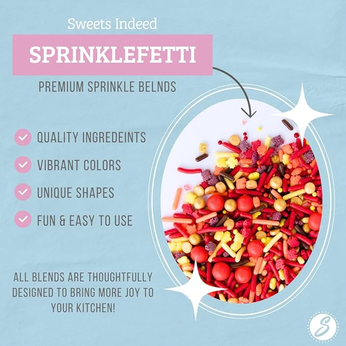Sweets Indeed Sprinkles, Patriotic Edible Sprinkle Mix, Red Blue Gold, 4th of July, Perfect for Cake Decorations, Baking, Ice Cream, Cookies, Cupcake Topper For Birthday, Dairy Free, 4 ounces (Patriotic) (Thankful)