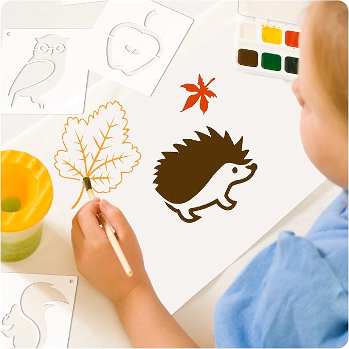 66 Pcs Small Stencils for Crafts Reusable 3 Inch Stencils for Painting on Wood DIY Craft Paint Template for Wall Home Decor Card Rock Canvas Drawing Holiday Ornament(Autumn)