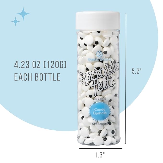 Sweets Indeed Bulk Candy Eyeballs, 300 Edible Eyes, Christmas Sprinkles, Perfect for Cake Decorations, Baking, Ice Cream, Cookies, Cupcake Topper 4.3 ounces