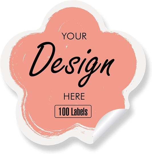 Custom Stickers Personalized Labels - Customized Stickers with Any Design Image Logo Text,Custom Thank You Label Stickers,Custom Stickers for Business Logo,100 Labels (Flower,3.5"x3.5")