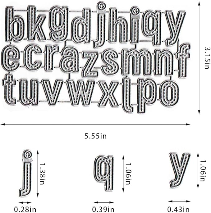 Alphabet Letters Die Cuts for Card Making, Lowercase Letters Cutting Dies Sets 26 Alphabet Words Dies Stencils Embossing Template for Scrapbooking DIY Cards Album Crafts Supplies