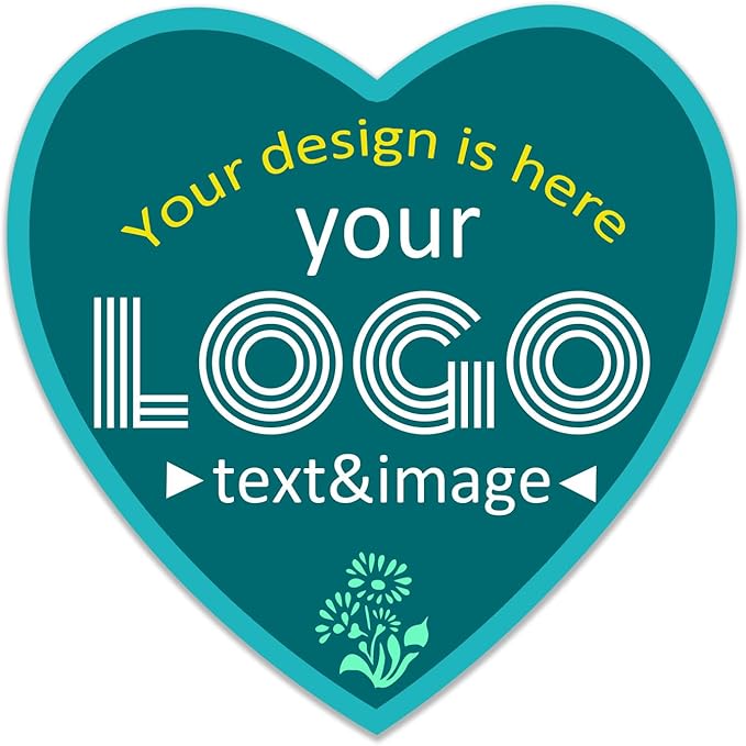 Custom Labels Stickers Personalized Business Logo Label, Self-Adhesive Jar Stickers, Organization Labels, Waterprof or not, Circle Shape, Multiple Sizes, from 30 to 1000pcs (Heart)
