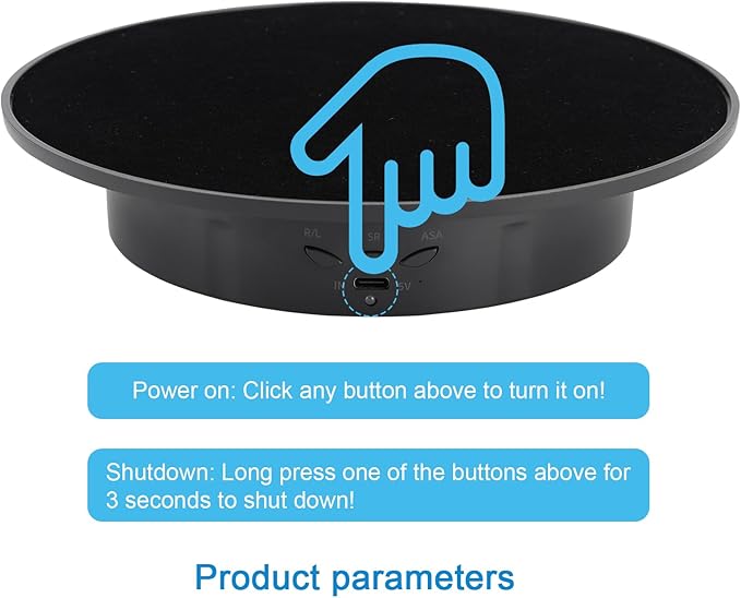 Motorized Rotating Display Stand, 360 Degree Electric Rotating Turntable with Velvet Top, 7.87inch /17.6lbs Load Automatic Mute Lazy Susan for Photography Products Jewelry 3D Model, Black Stand