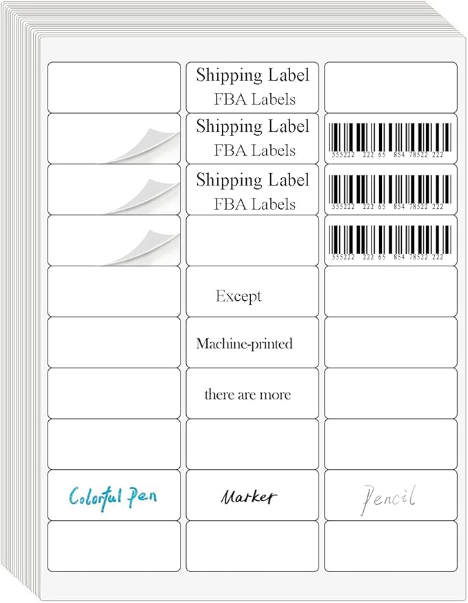 30 UP Labels 1"x2-5/8" Mailing Labels Shipping Address FBA Labels for Laser/Inkjet Printers, White Blank Sticker Name Tags, Printable Address Labels (500 Sheets, 15,000 Labels)