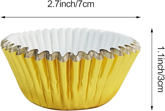 MEETINGU Bright Gold Cupcake Liners, Paper Foil Cupcake Liners Muffin Baking Cups for Standard Baking Cupcakes