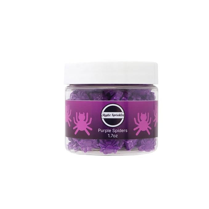 Mystic Sprinkles Halloween Candy Shape Sprinkles (Purple Spiders, 2oz Jars)