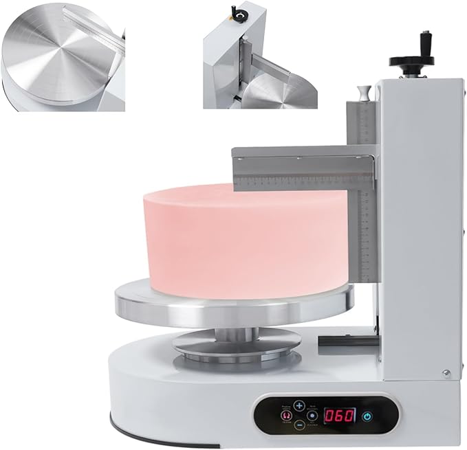 Cake Buttercream Spreader Low Noise Cake Frosting Machine Cake Buttercream Spreader Spreader Turntable with Adjustable Spatula For 4“ to 12” Cakes 110V White