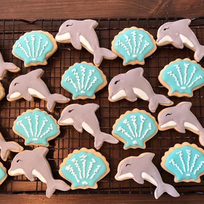 Under the Sea Creatures Cookie Cutter Set-3 inches-7 Piece-Shark, Seastar, Seashell, Seahorse, Whale, Octopus, Fish Cookie Cutters Molds for Kids Birthday Party Supplies Favors.