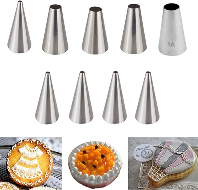 RoseFlower 9 PCS Writing Piping Tips Set - Stainless Steel Piping Nozzles Kit for Pastry Cupcakes Cakes Cookies Decorating Supplies Baking Set #3