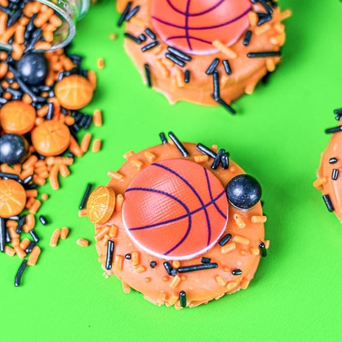 Sprinkles for Cake Decorating Edible Cake Decorations Fancy Basketball Sprinkles, Black and Orange Sprinkles, Cake Sprinkles Cupcake Decorations Ice Cream Toppings Sprinkles for Cupcake Decorating