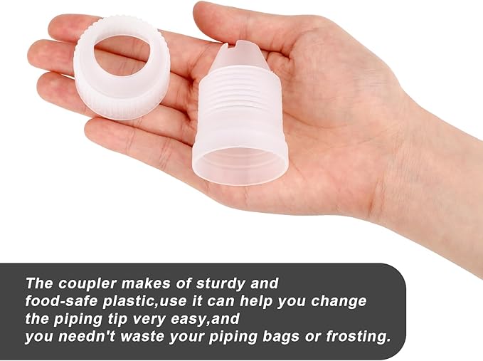 6 Pieces Plastic Couplers of Large Size, Standard Couplers Base Diameter 1.42" Height 2.05" Easy Switching, for Piping Tip White Pastry Bag Coupler for Cake Decorating Icing Nozzles