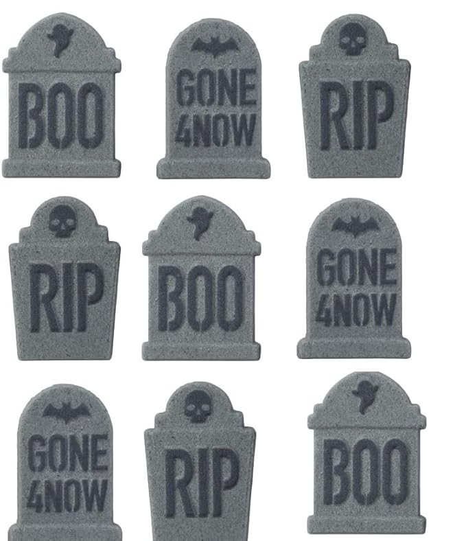 Tombstones Grave Edible Sugar Cake Toppers, 12 Count