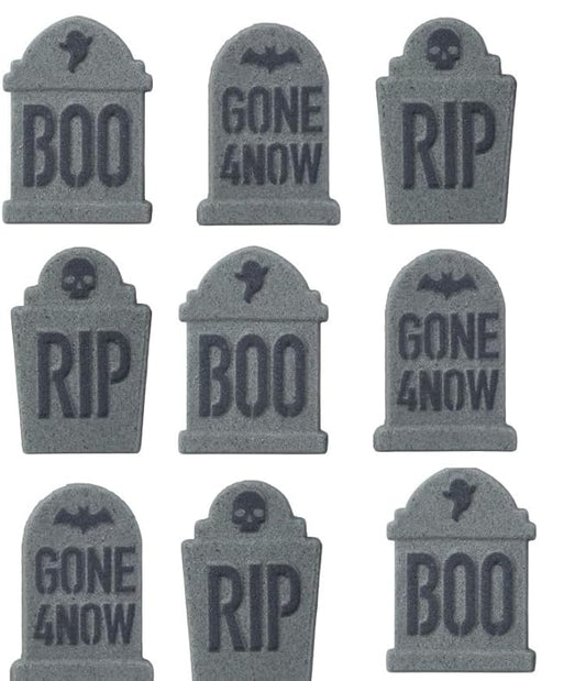 Tombstones Grave Edible Sugar Cake Toppers, 12 Count