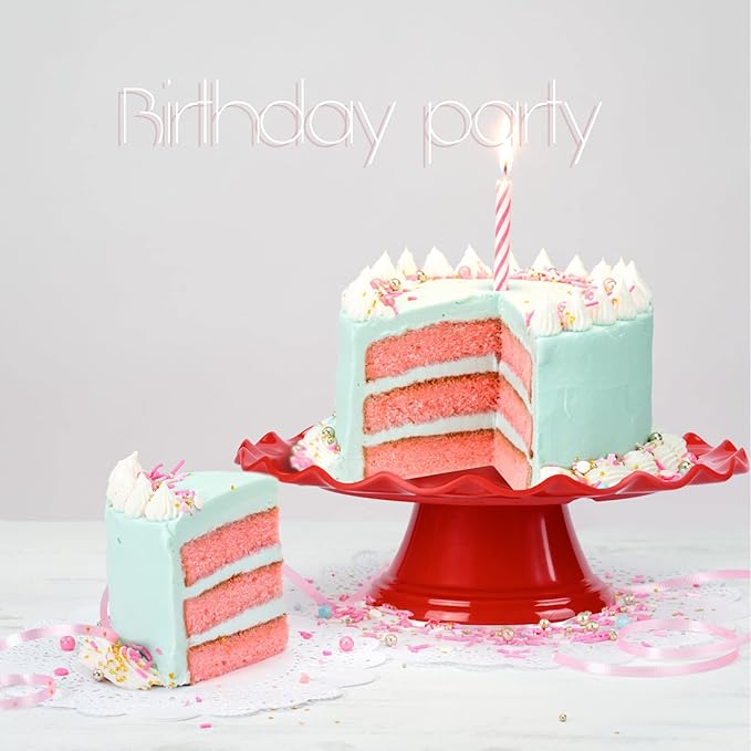 10.8 Inch Floral Border Cake Stand, Melamine Display Stand,Cupcake Stand for Birthday Parties, Weddings, Baby Shower,Anniversary and Other Events, Red