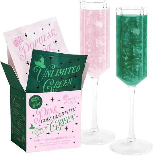 xo, Fetti x Art of Sucre Pink Green Cotton Candy Glitter Drink Bombs - 4 pc, Edible Glitter | Wizard, Magical Birthday Decorations, Kids Party Setting, Girls Spellbound Decor