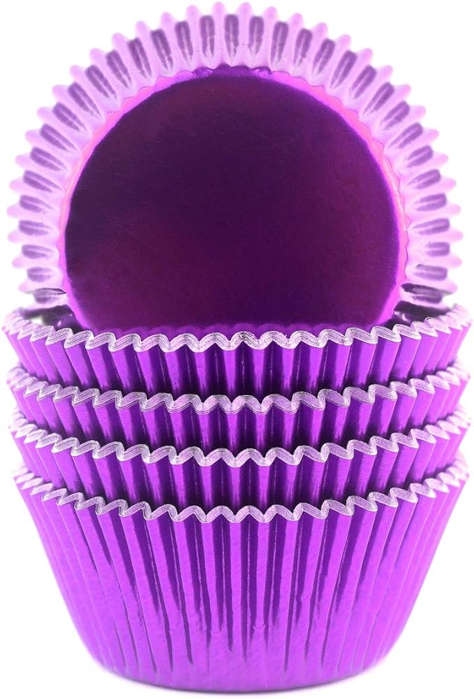 Eoonfirst Foil Cupcake Liners 100 Pcs (Dark Purple)