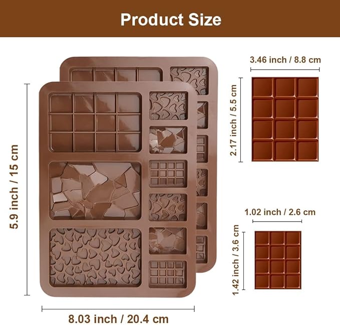 4 Pack Silicone Molds for Chocolate and Candy – Flexible Square Silicone Molds for Baking, Truffles, Butter, Wax Melts and Mini Chocolate Bars, Easy to Release and Clean