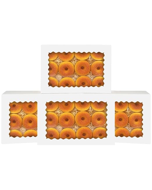 qiqee Auto-pop Up White Cookie Box with Window 16x10.5x2.5 Inch 32Pcs Bakery Pastry Macaron Bakery Box for Packaging
