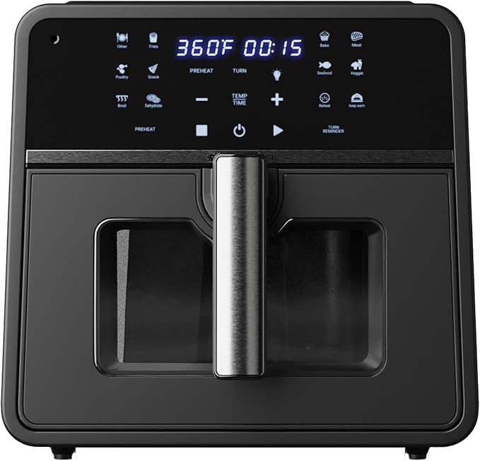 Emerson SmartVoice 10QT 6-in-1 Air Fryer, 1000+ Voice Control Commands, 100+ Recognized Food, No APP, No WIFI, No Setup, Nonstick Basket, Air Fry, Bake, Reheat, Dehydrate, 1700W