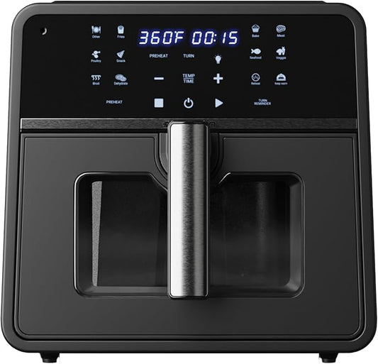 Emerson SmartVoice 10QT 6-in-1 Air Fryer, 1000+ Voice Control Commands, 100+ Recognized Food, No APP, No WIFI, No Setup, Nonstick Basket, Air Fry, Bake, Reheat, Dehydrate, 1700W
