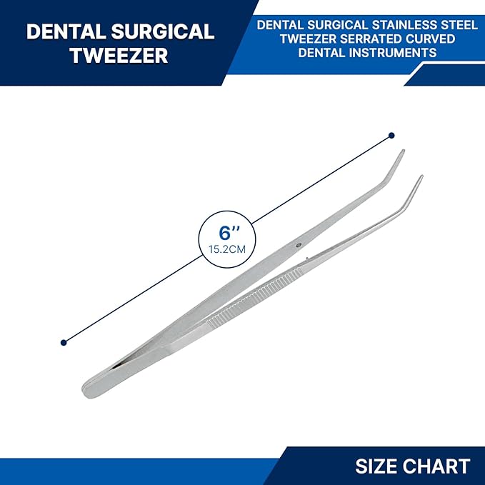 Stainless Steel Tweezers, with Curved Serrated Tip Multipurpose Tweezers Sewing Machine Tweezers Forceps for Craft Repairing (1)