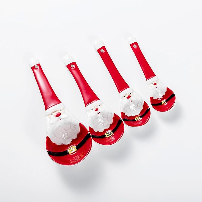 Ceramic Christmas Measuring Spoons Set – 4-Piece Santa Claus Ceramic Spoons for Holiday Baking – Includes 1 Tbsp, 1 tsp, 1/2 tsp, 1/4 tsp – Festive Kitchen Gift for Christmas Decor