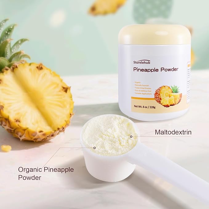 Pineapple Powder, Organic Pineapple Powder, 8oz / 228g, Natural Freeze-Dried, Gluten-free, for Drinks, Cooking, Baking