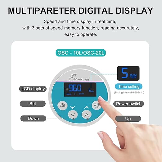 JOANLAB Digital Overhead Stirrer Mixer Electric Laboratory Industrial Liquid Mixer Stirring 30,000mPa.s,20L,100-2000RPM Adjustable