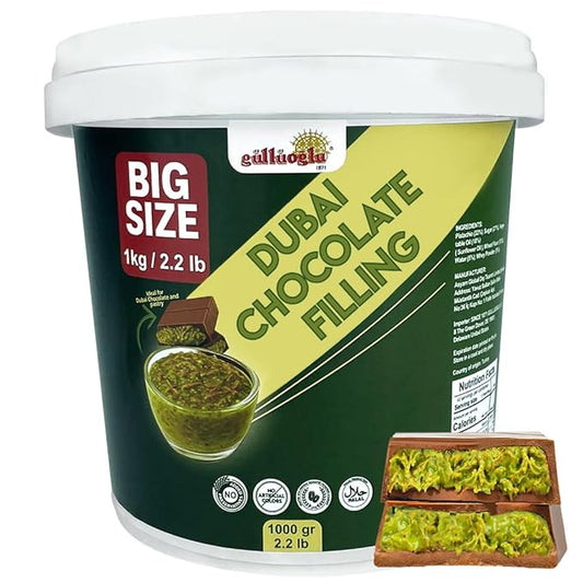 Gulluoglu Dubai Chocolate Filling 2.2 Lb / 1 Kg Pistachio Cream with Crispy Kadayif | Middle Eastern Gourmet Dessert Best Ingredient For Dubai Chocolate | Rich, Crunchy & Decadent Treat (2.2 lb / 1 Kg)