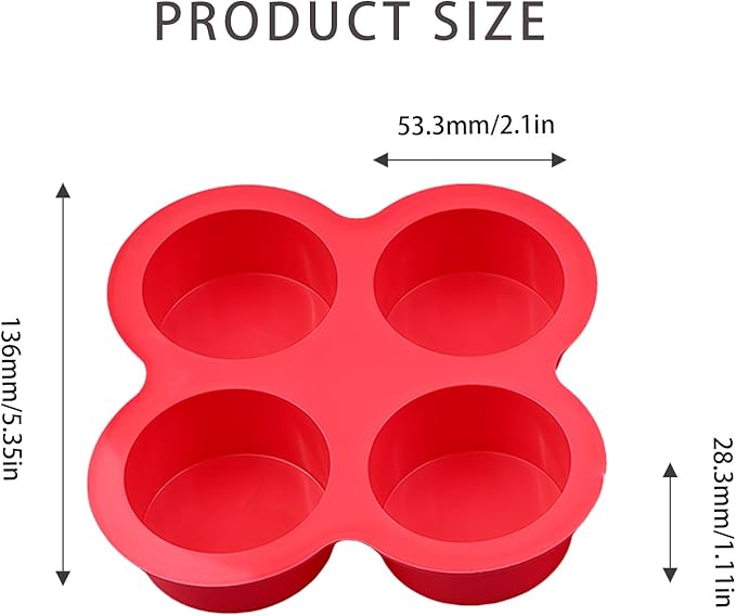 2-Pack Air Fryer Egg Bite Molds, 4-Cup Mini Round Muffin Pans Silicone Baking Molds for Oven Microwave Dishwasher Easy Breakfast Baking Tools