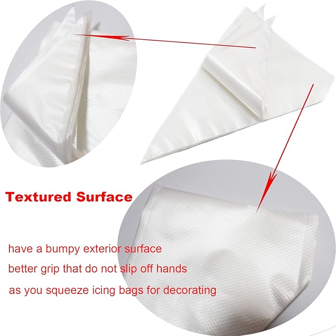Tipless Piping Bags Disposable,100Pcs 12Inch Pastry Bags for Royal Icing and Frosting and Cake Decorating,Thick,Non-slip for all Size Tips and Couplers,Cakance
