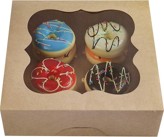 CHERRY 15-Pack 10"x10"x3"Brown Bakery Boxes with PVC Window for Pie and Cookies Boxes Small Natural Kraft Paper Box 10x10x3inch Pack of 15