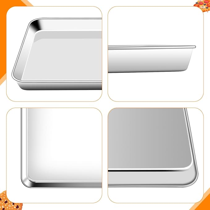 Baking Sheet Set of 3, Stainless Steel Baking Sheet Pan Set, Cookie Sheets for Baking, Cookie Tray for Roasting, Heavy Duty & Easy Clean & Dishwasher Safe, 9/12/16 Inch