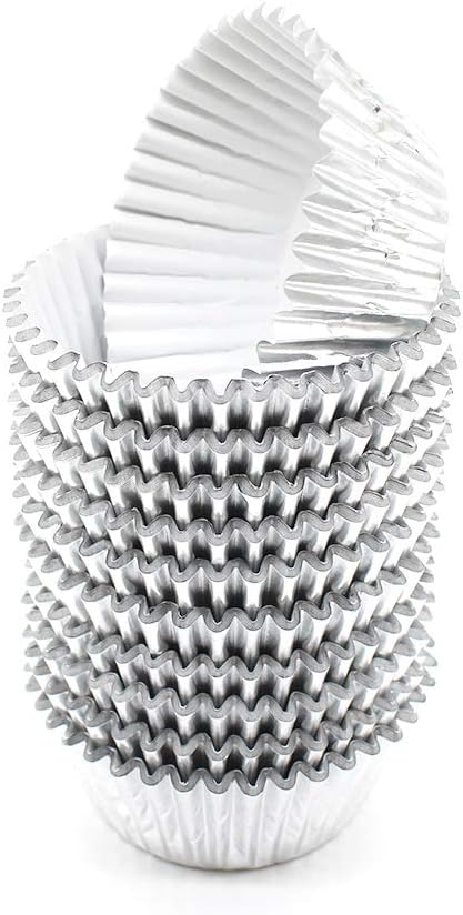 Silver Foil Cupcake Liners,GOLF Standard Size Silver Foil Cupcake Liners Wrappers Metallic Baking Cups,Muffin Paper Cases, 500 Pack