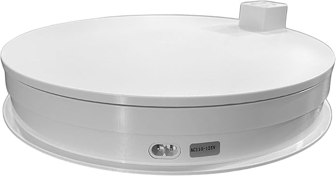 Fotoconic 11.8"/30cm Rotating Display Stand Turntable 55Lbs/25kg Load Capacity with AC Socket Power Outlet (White)