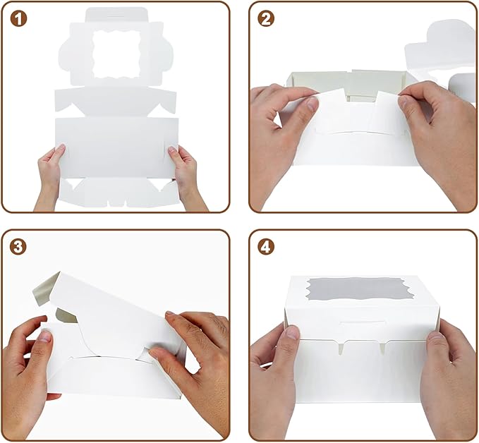 50pcs 5x5x2.5 Inch Cookie Boxes with window Bakery Boxes Dessert Treat Box Chocolate Covered Strawberries Box for Wedding Party Birthday