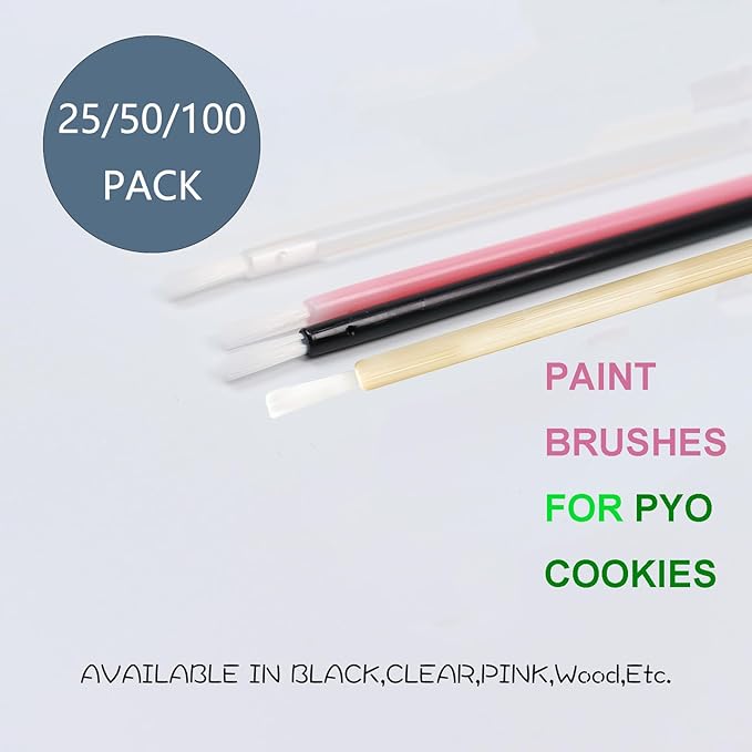 PYO Cookie Paint Brush Disposable Lip Brushes Mini Paint Brush Cookies Disposable Nail Polish Brush Paint Your Own Cookie Food Safe Paint Brushes Mini Paint Brushes Cookies (25, Wooden)