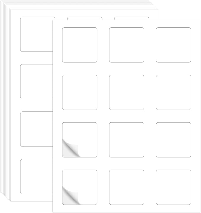 L LIKED 360 Printable Matte Square Sticker Labels 2”x2”- 12 Labels Per Sheet, 30 Sheets - Compatible with Laser & Inkjet Printings