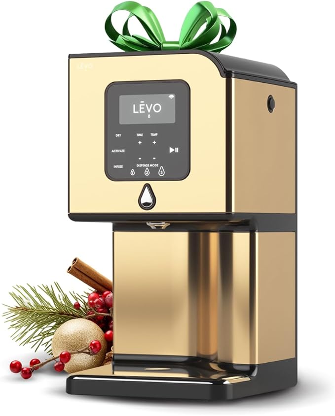 LEVO Lux - Premium Herbal Oil Infusion Machine - Botanical Extractor - Herb Dryer, Decarboxylator, & Oil Infuser - Gourmet Edible Infusion Maker - For Infused Gummies, Brownies & More - Gold