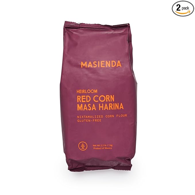 Masienda Heirloom Red Corn Masa Harina/Flour 2.2 LB (Pack of 2) - Nixtamalized Corn Flour Perfect for Corn Tortillas, Tamales, Tostadas, Pupusas, Arepas and More. Gluten-Free, Non-GMO, Preservative-Free.