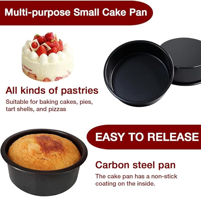 6 Inch Cake Pan Set of 3, Round Cake Pans with 100 Pieces Parchment Paper, Cake Baking Pans, Cake Tins for Baking
