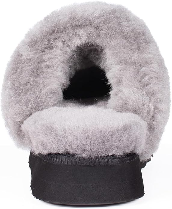 Parfeying Women's Sheepskin House Slippers Indoor Outdoor Shearling Shoes for Women