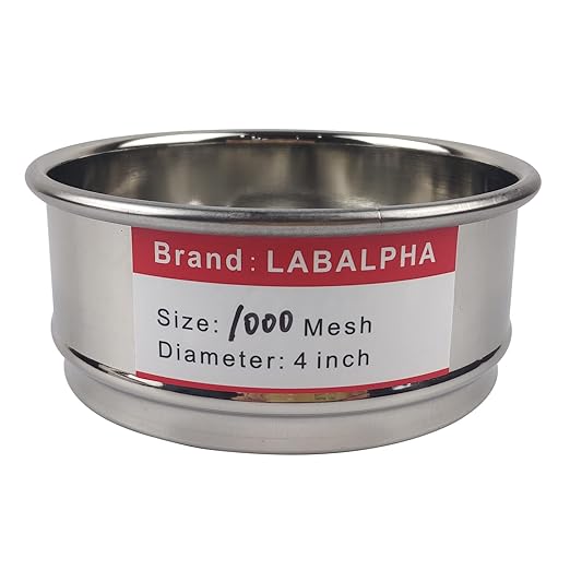 LABALPHA 1000 Mesh Lab Sieves, Test Sieve #1000 Mesh, 4'' Diameter, 304 Stainless Steel Wire Cloth (0.015mm)