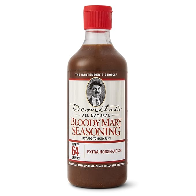 Demitri's Extra Horseradish Bloody Mary Seasoning Mix - Bloody Mary Mix - Concentrated Drink Mixer - Bold Rich Flavor - Ideal for Home Brunch Parties & Cocktails - 16oz Bottle (Pack of 1)