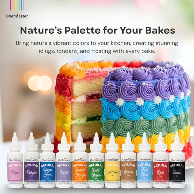 Plant‑Based Natural Liqua-Gel Food Coloring by Chefmaster, No Artificial Dyes, Gel Color for Icing, Frosting, Fondant, & Decorating, Quality Crafted in California USA (True Blue)