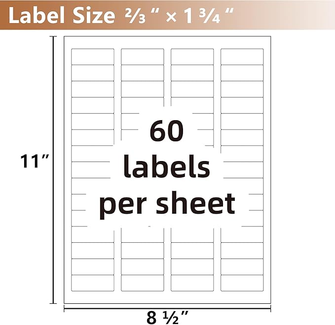 Printable Address Labels, 2/3" x 1-3/4" Personalized Return Address Label Stickers for Printer, 600 Total, Custom Mailing Labels for Envelopes, Packages, Shipping, Home or Office Use