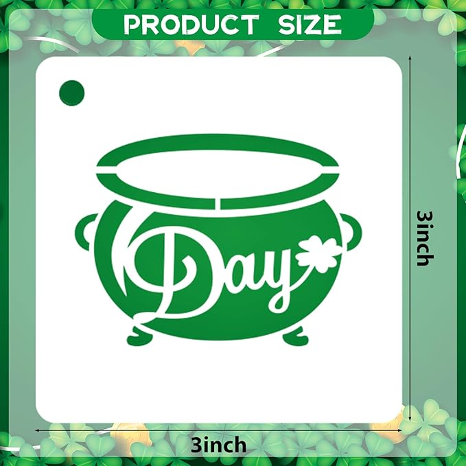 AUGSHY St Patrick's Day Stencils, 56 Pack Clover Theme Templates Stencils for Painting on Wood Ornaments Wood Slice DIY Crafts Fabrics Window St Patrick's Day Party Home Decor (3 Inch)